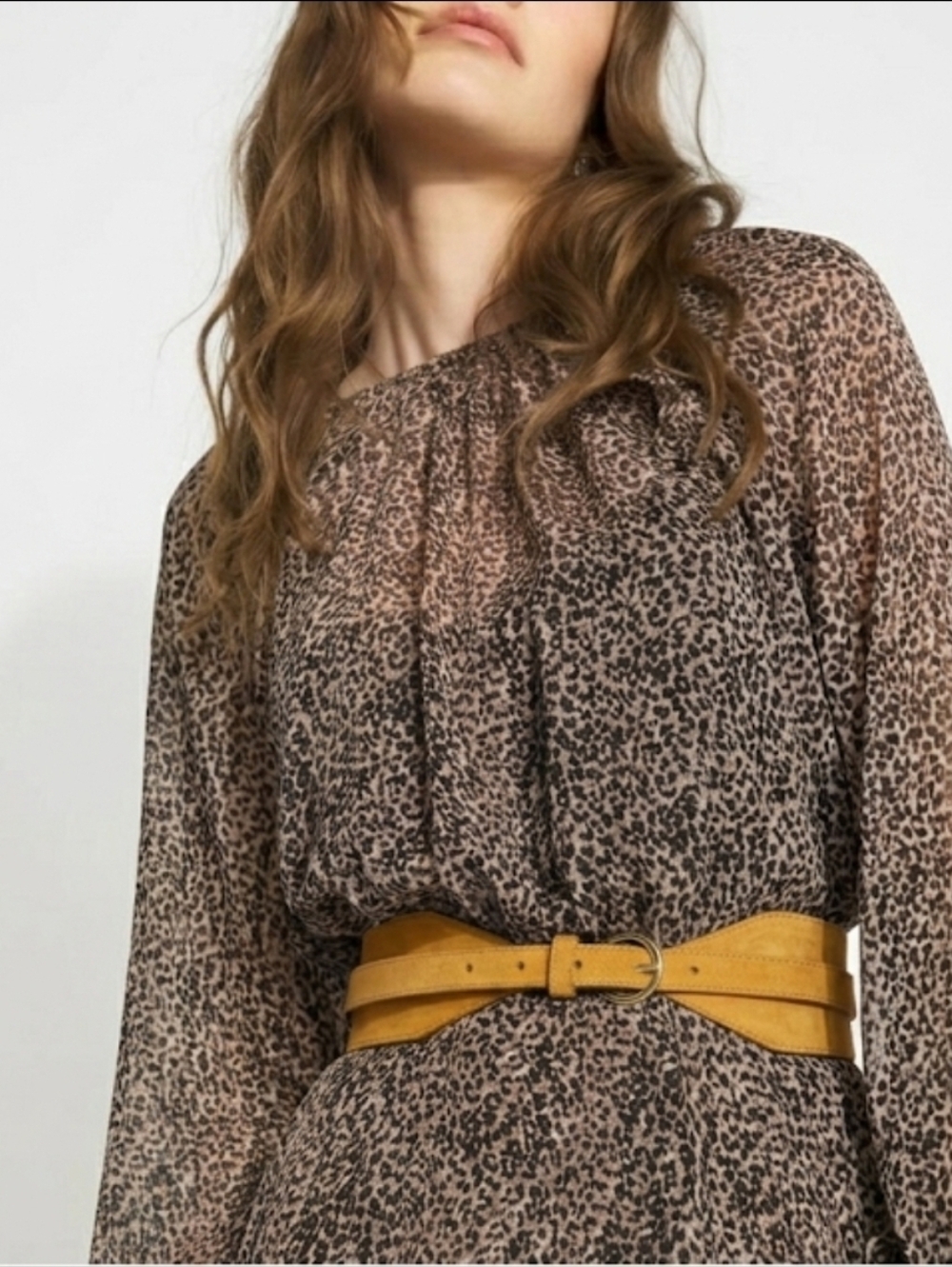 LOFT Yellow Suede Belt with Gold Buckle